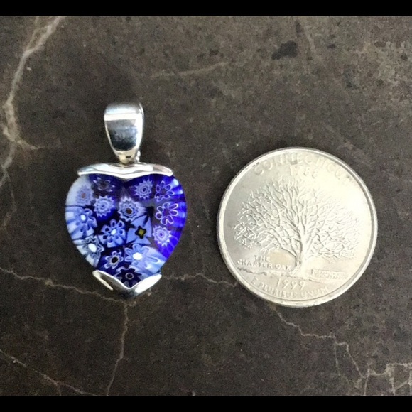🆕Murano Millefiori heart .925 silver pendant - Picture 2 of 3